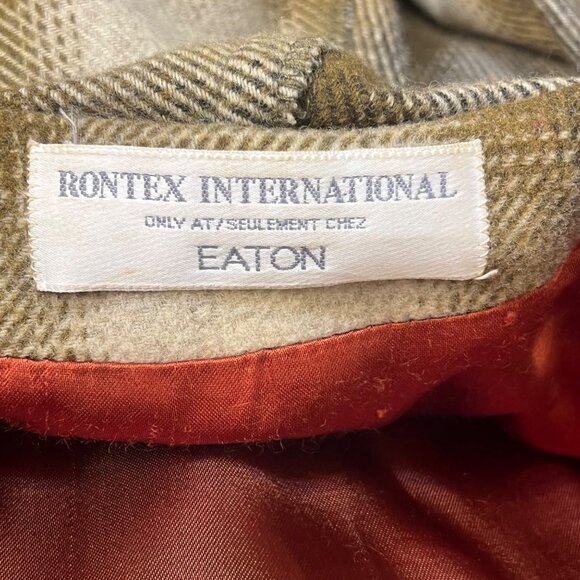 Vintage EATON Rontex International  Plaid Wool Blend Wrap Coat Hood  Belt  Size - Picture 14 of 16